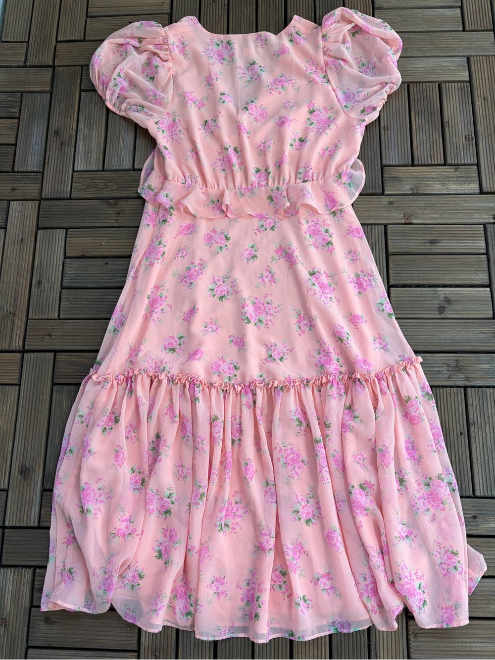 LoveShackFancy Floral Midi Dress with Tie-Front - Picture 4 of 6